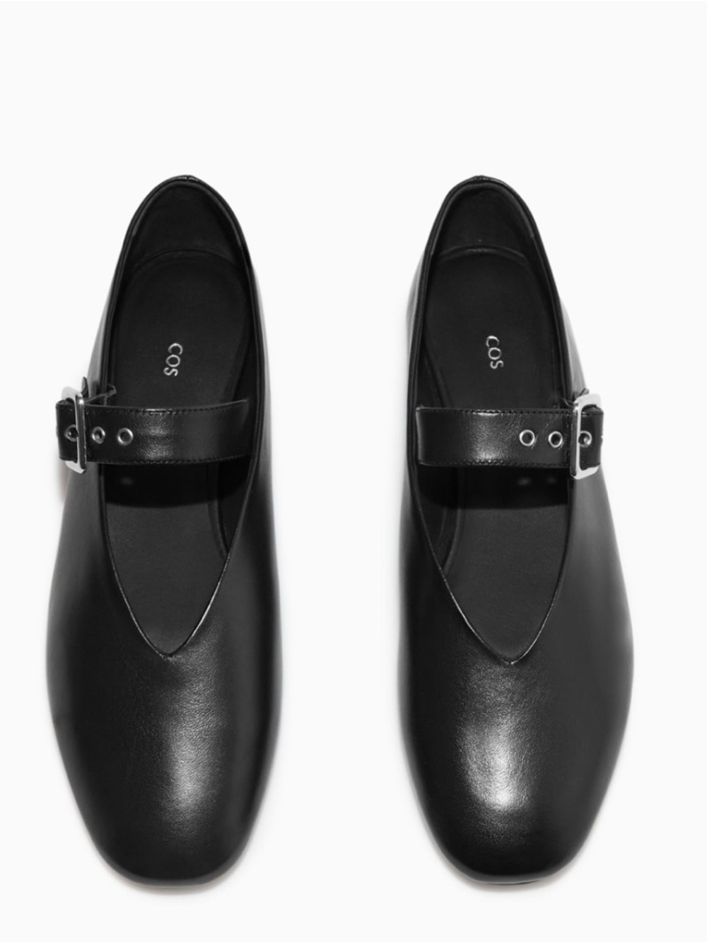COS Black Leather Mary Jane Strap Loafers